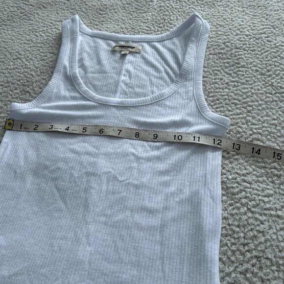 Madewell Optic White Sleeveless Scoop Neck Modal Drapey Rib Knit Tank Top Sz XS - Picture 6 of 8